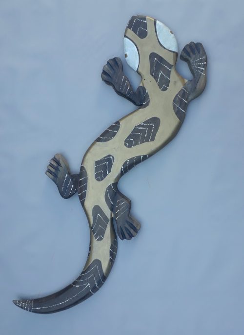 Lagartixa Decorativa Confeccionada em Madeira de Imbuia